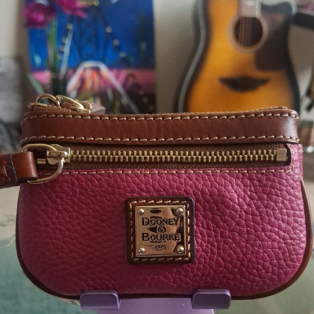Dooney & Bourke Pebble Grain Coin Case-Hot Pink💓